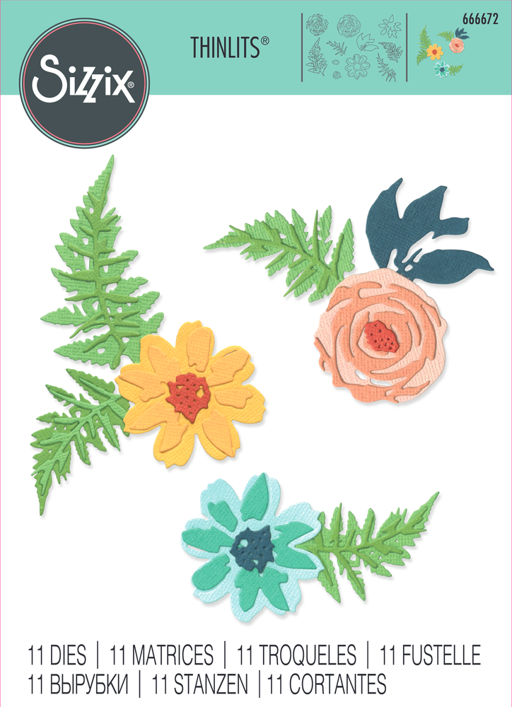 Sizzix Thinlits Die Flowers & Fern (11pcs) (666672)