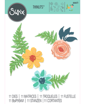 Sizzix Thinlits Die Flowers & Fern (11pcs) (666672) Sizzix Thinlits Die Flowers & Fern (11pcs) (666672)