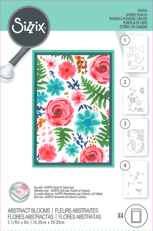 Sizzix Layered Stencil Abstract Blooms (4pcs) (666666) Sizzix Layered Stencil Abstract Blooms (4pcs) (666666)