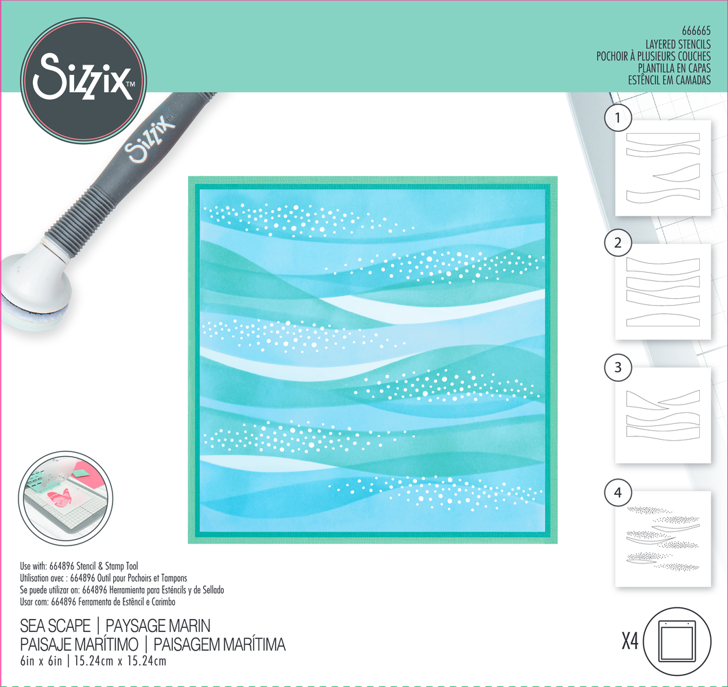 Sizzix Layered Stencil Sea Scape (4pcs) (666665)