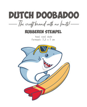 Dutch Doobadoo Rubber Stamp Haai Cool Dude (497.004.012) (DISCONTINUED)