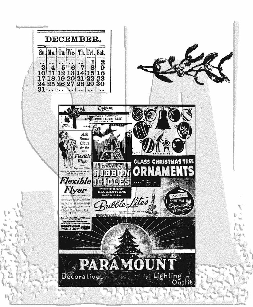 Stampers Anonymous Holidays Past Tim Holtz Cling Stamps (CMS030) Stampers Anonymous Holidays Past Tim Holtz Cling Stamps (CMS030)