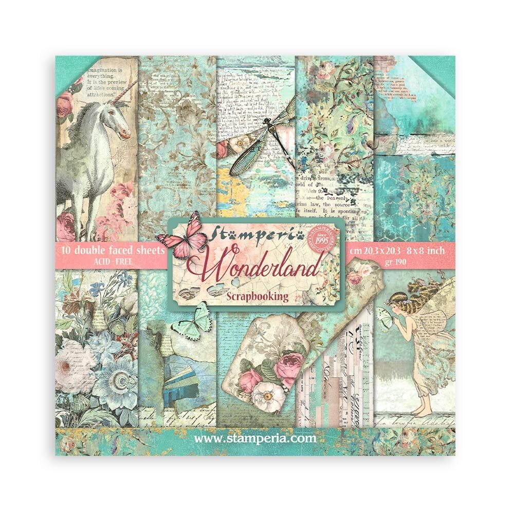 Stamperia Wonderland 8x8 Inch Paper Pack (SBBS109) Stamperia Wonderland 8x8 Inch Paper Pack (SBBS109)