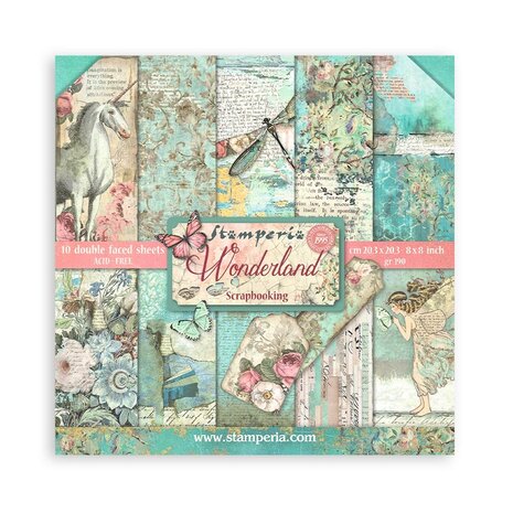 Stamperia Wonderland 8x8 Inch Paper Pack (SBBS109) Stamperia Wonderland 8x8 Inch Paper Pack (SBBS109)
