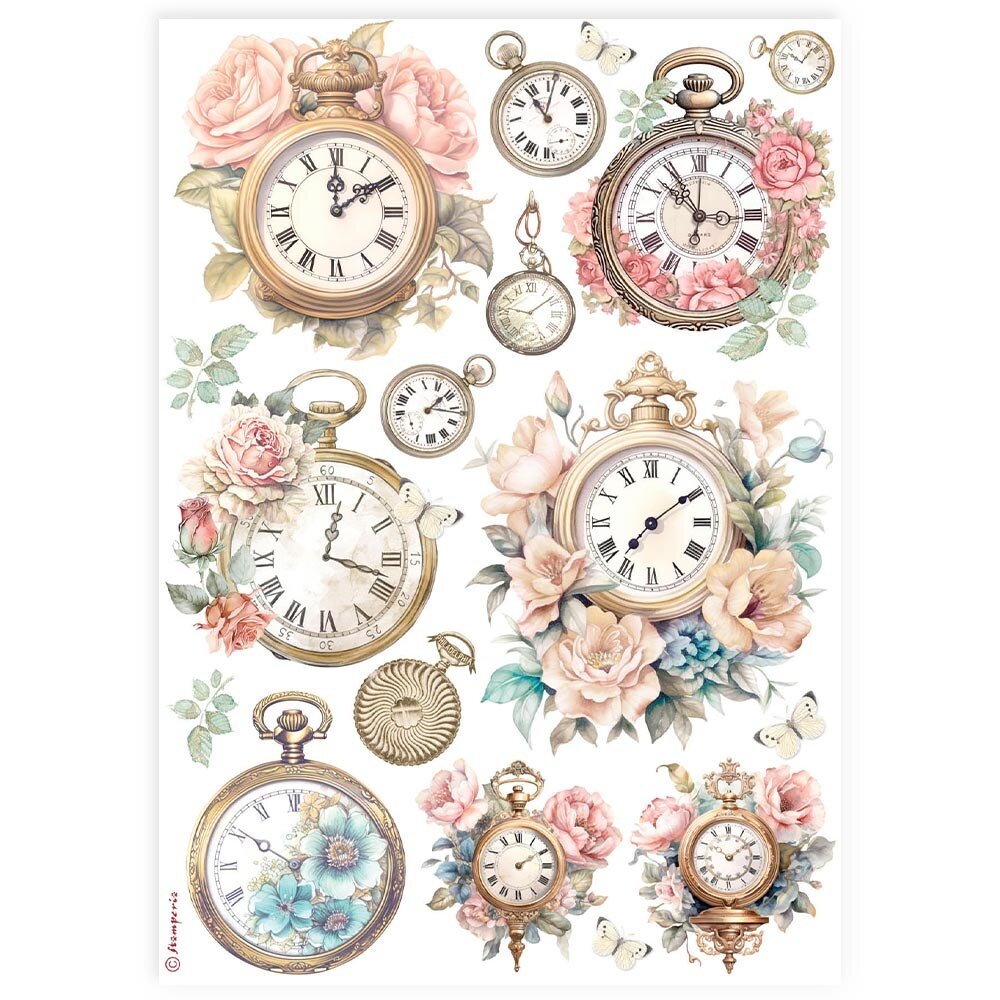 Stamperia Clocks A4 Rice Paper (6pcs) (DFSA4910) Stamperia Clocks A4 Rice Paper (6pcs) (DFSA4910)