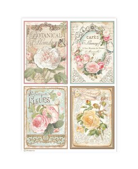 Stamperia 4 Cards Roses A4 Rice Paper (6pcs) (DFSA4909) (DISCONTINUED) Stamperia 4 Cards Roses A4 Rice Paper (6pcs) (DFSA4909) (DISCONTINUED)