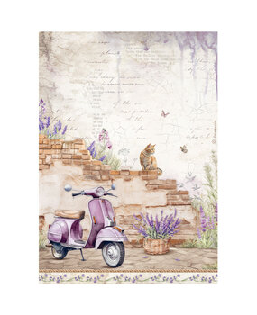 Stamperia Lavender A4 Rice Paper Vespa (6pcs) (DFSA4885) (DISCONTINUED)