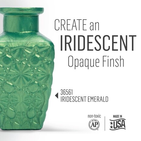 Folkart Murano Glass Paint Iridescent Emerald 2 fl oz (36561) Folkart Murano Glass Paint Iridescent Emerald 2 fl oz (36561)