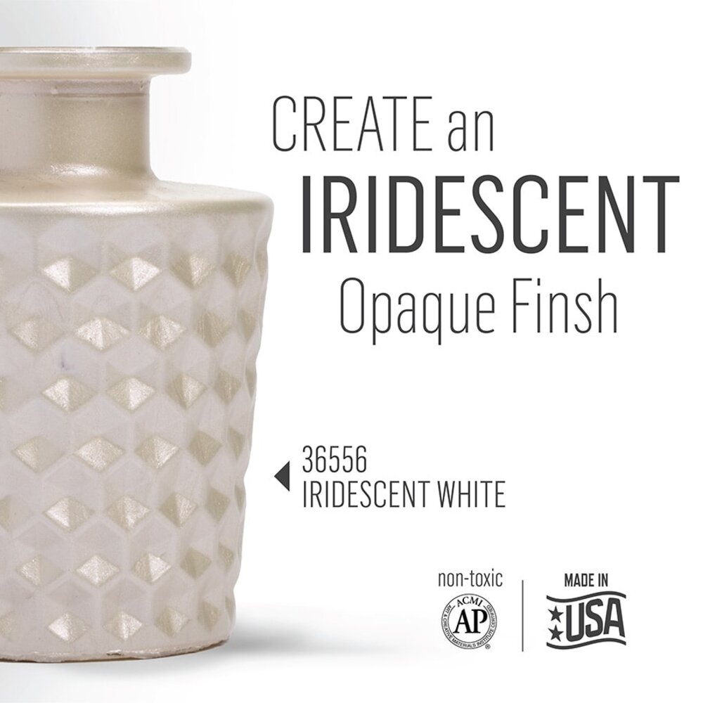 Folkart Murano Glass Paint Iridescent White 2 fl oz (36556)