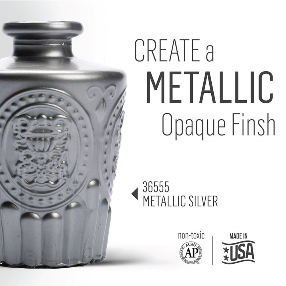 Folkart Murano Glass Paint Metallic Silver 2 fl oz (36555) Folkart Murano Glass Paint Metallic Silver 2 fl oz (36555)