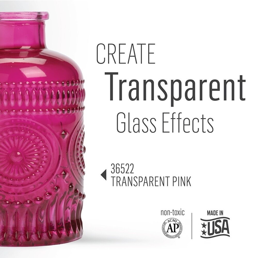 Folkart Murano Glass Paint Transparent Pink 2 fl oz (36522) Folkart Murano Glass Paint Transparent Pink 2 fl oz (36522)