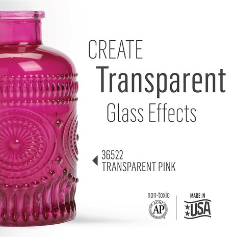 Folkart Murano Glass Paint Transparent Pink 2 fl oz (36522) Folkart Murano Glass Paint Transparent Pink 2 fl oz (36522)