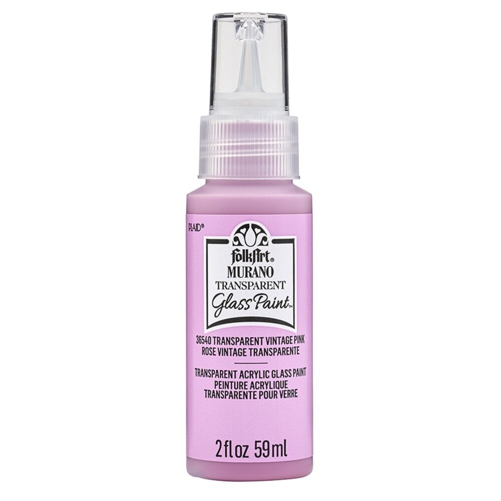 Folkart Murano Glass Paint Transparent Vintage Pink 2 fl oz (36540)