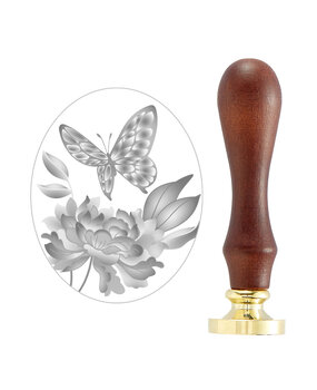Spellbinders Peony Butterfly 3D Wax Seal Stamp (WS3D-003)