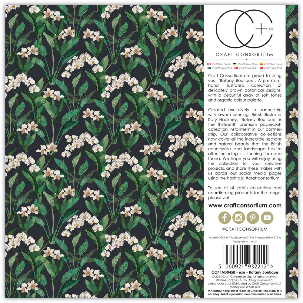 Craft Consortium Botany Boutique 6x6 Inch Paper Pad (CCPPAD045B)