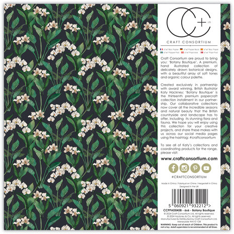 Craft Consortium Botany Boutique 6x6 Inch Paper Pad (CCPPAD045B)