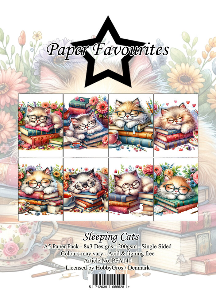 Paper Favourites Sleeping Cats A5 Paper Pack (PFA140)