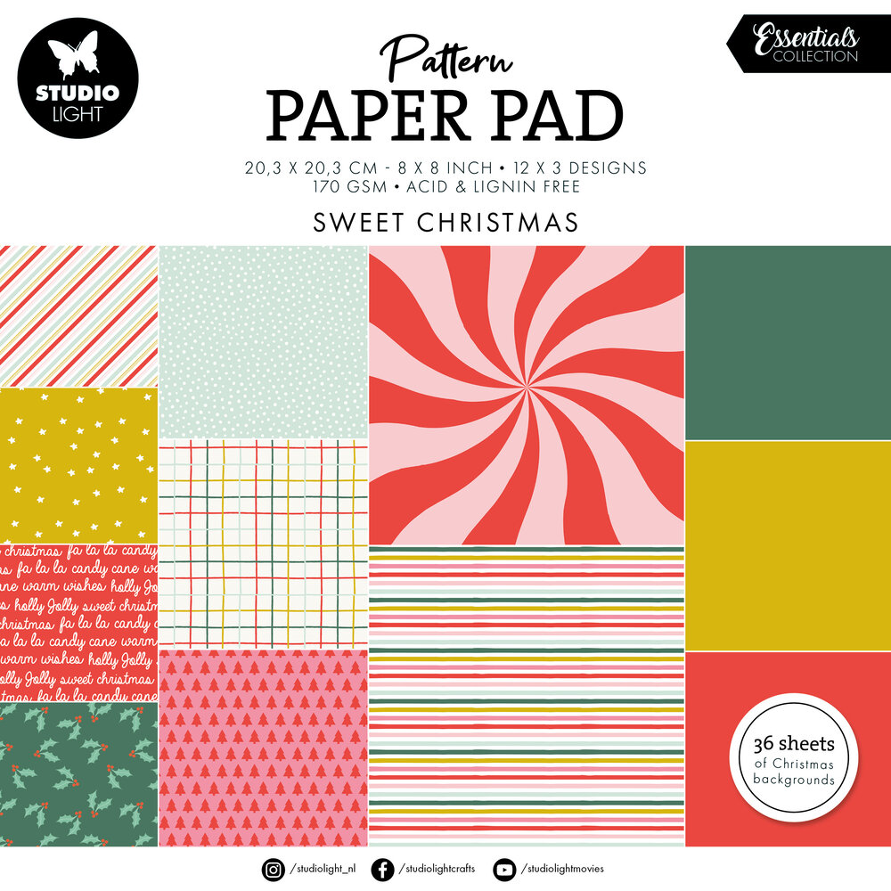 Studio Light Sweet Christmas 8x8 Inch Christmas Essentials Pattern Paper Pad (SL-ES-PPP199) (BASIC) Studio Light Sweet Christmas 8x8 Inch Christmas Essentials Pattern Paper Pad (SL-ES-PPP199) (BASIC)