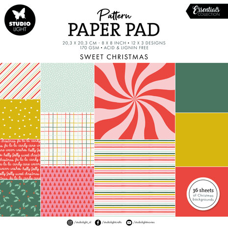 Studio Light Sweet Christmas 8x8 Inch Christmas Essentials Pattern Paper Pad (SL-ES-PPP199) (BASIC) Studio Light Sweet Christmas 8x8 Inch Christmas Essentials Pattern Paper Pad (SL-ES-PPP199) (BASIC)