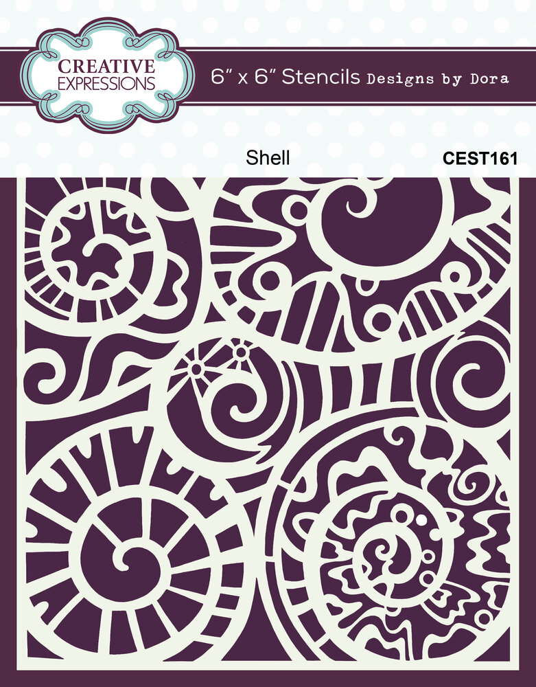 Creative Expressions Designs by Dora 6x6 Inch Stencil Shell (CEST161) (OUTLET)