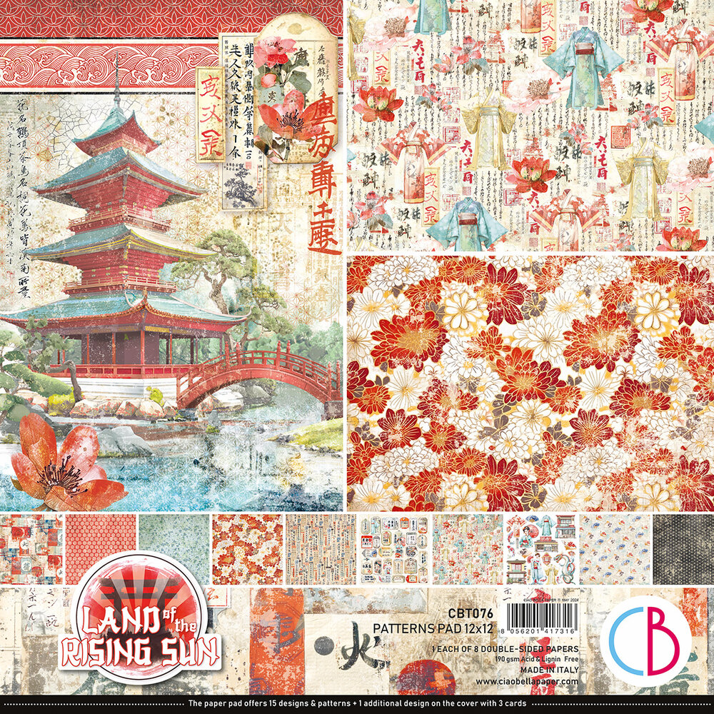 Ciao Bella Land of the Rising Sun 12x12 Inch Patterns Pad (8pcs) (CBT076) Ciao Bella Land of the Rising Sun 12x12 Inch Patterns Pad (8pcs) (CBT076)