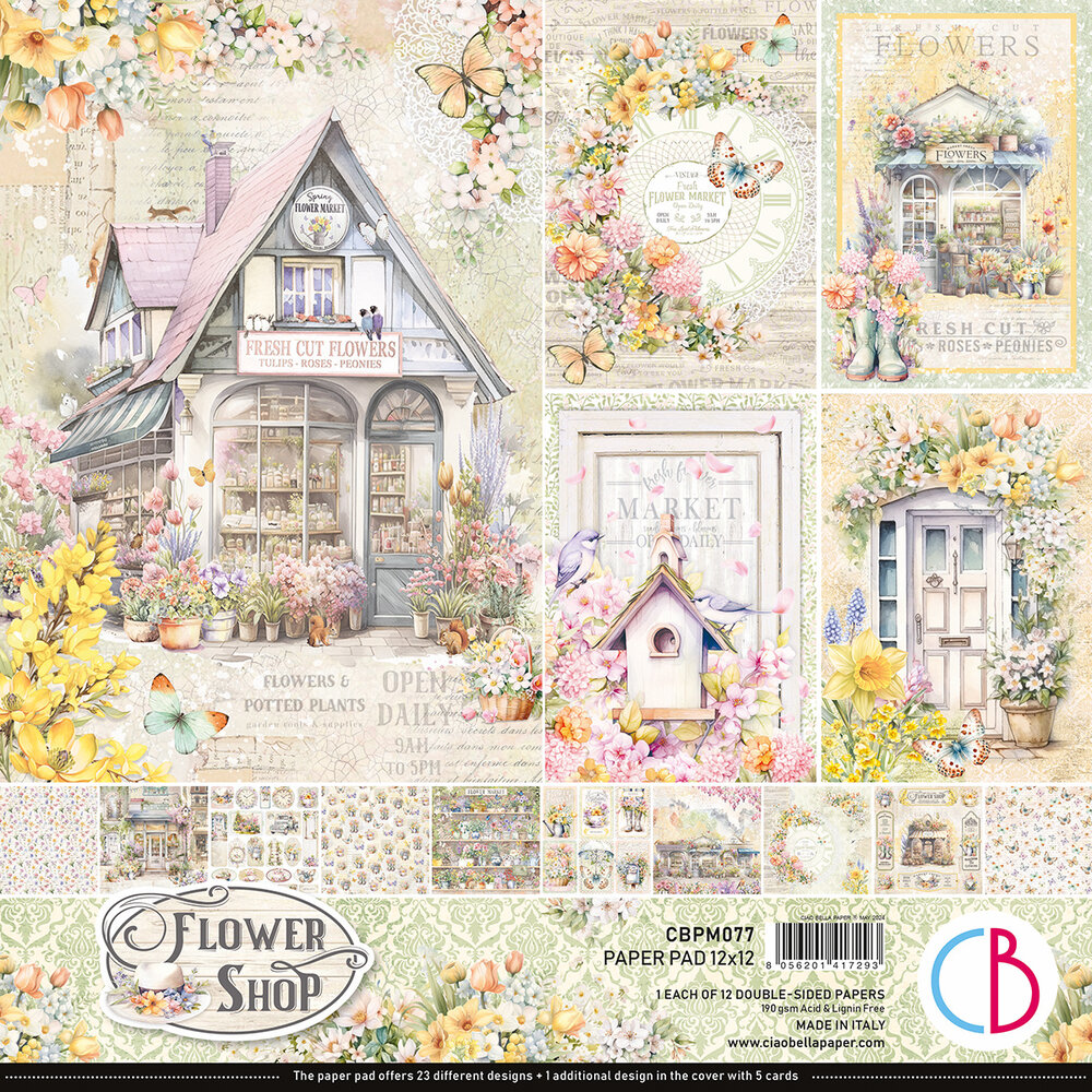 Ciao Bella Flower Shop 12x12 Inch Paper Pad (12pcs) (CBPM077) Ciao Bella Flower Shop 12x12 Inch Paper Pad (12pcs) (CBPM077)