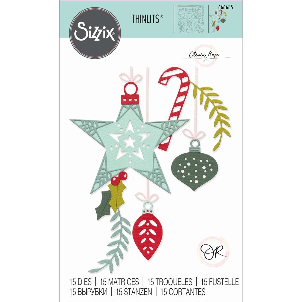 Sizzix Thinlits Die by Olivia Rose Festive Decorations (15pcs) (666685)