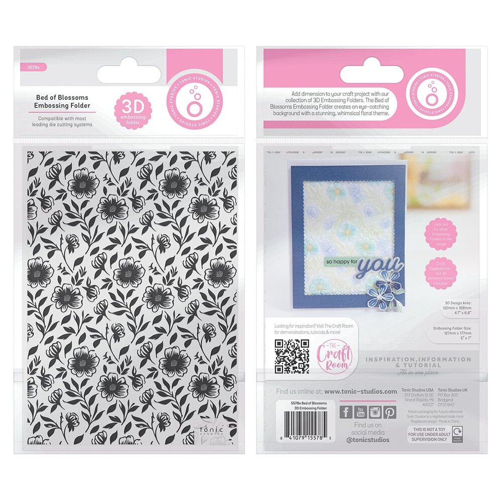Tonic Studios 3D Embossing Folder Bed of Blossoms (5578E) (DISCONTINUED) Tonic Studios 3D Embossing Folder Bed of Blossoms (5578E) (DISCONTINUED)