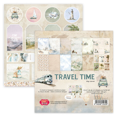 Craft & You Design Travel Time 12x12 Inch Paper Set 250gsm (12sheets) (CPS-TRT30 -12)