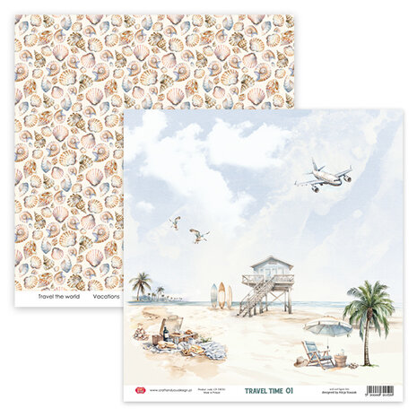 Craft & You Design Travel Time 12x12 Inch Paper Set 250gsm (12sheets) (CPS-TRT30 -12)