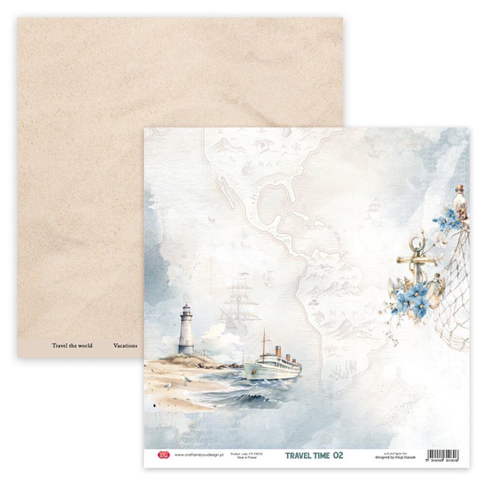 Craft & You Design Travel Time 12x12 Inch Paper Set 250gsm (12sheets) (CPS-TRT30 -12)