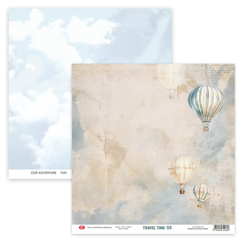 Craft & You Design Travel Time 12x12 Inch Paper Set 250gsm (12sheets) (CPS-TRT30 -12)