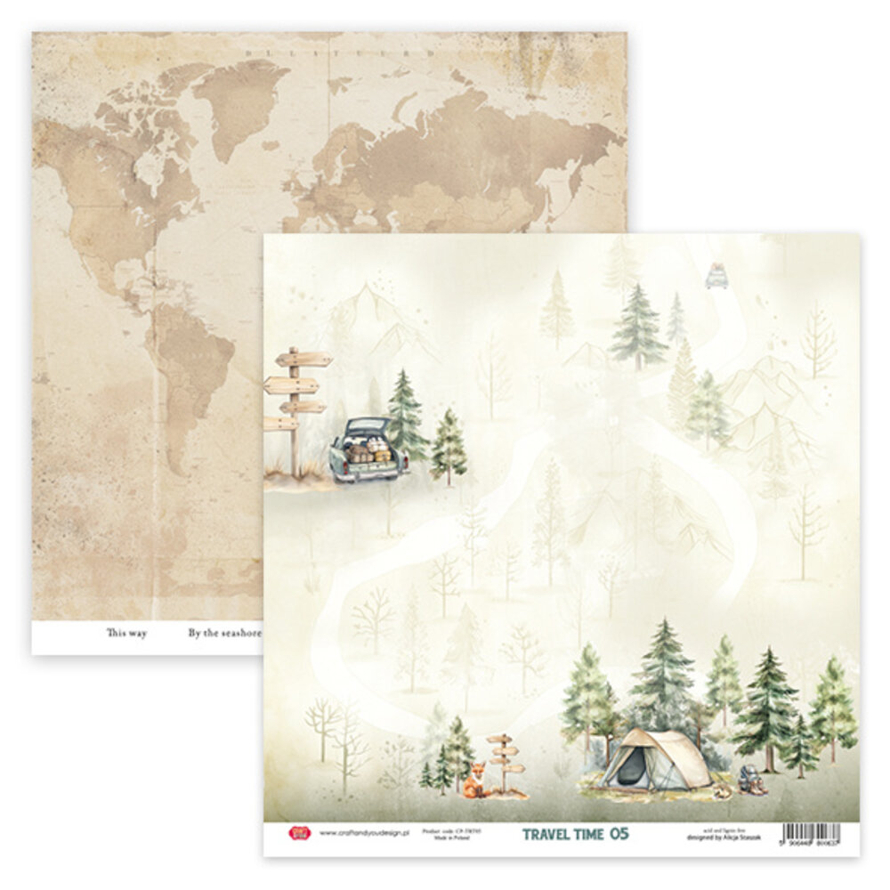 Craft & You Design Travel Time 12x12 Inch Paper Set 250gsm (12sheets) (CPS-TRT30 -12)