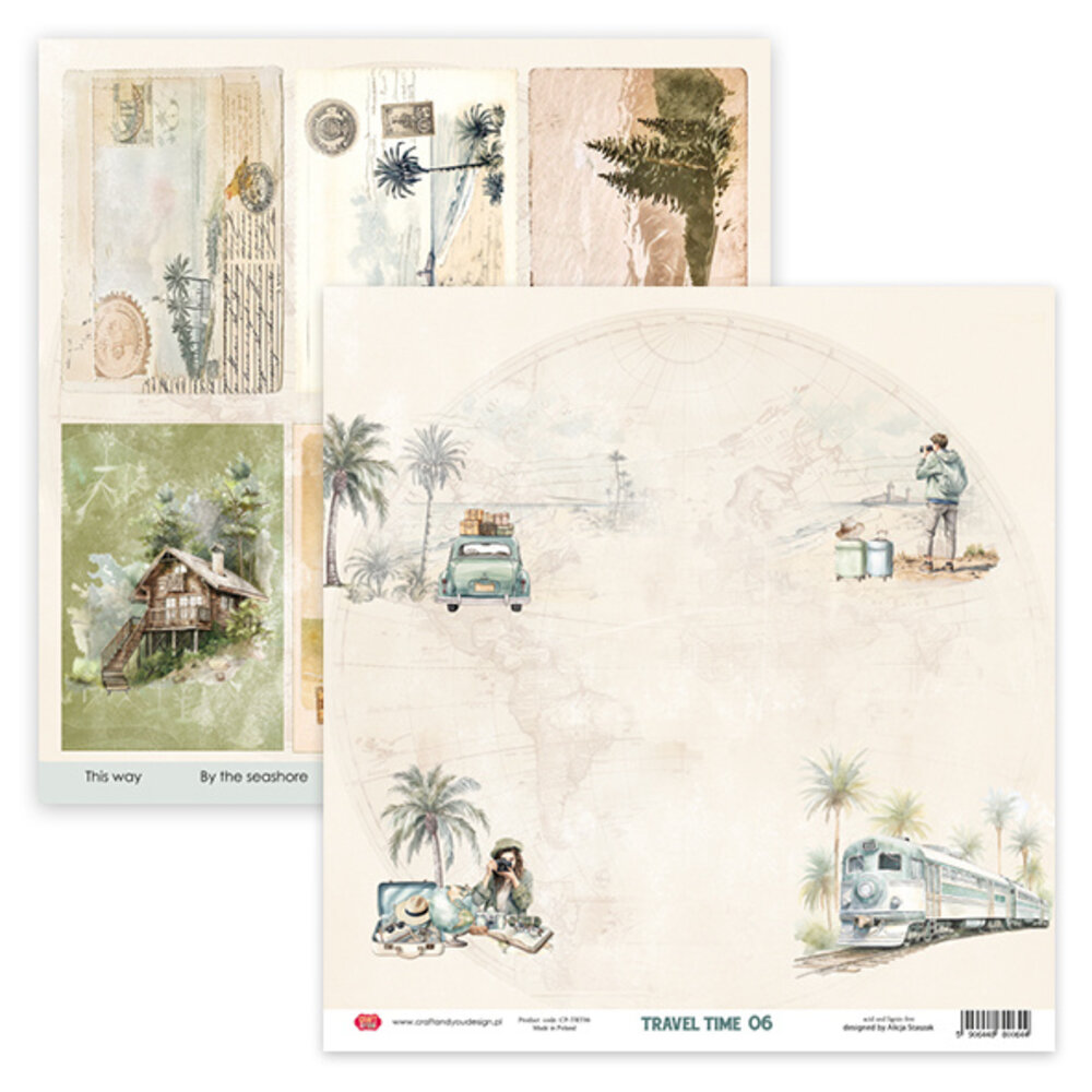 Craft & You Design Travel Time 12x12 Inch Paper Set 250gsm (12sheets) (CPS-TRT30 -12)