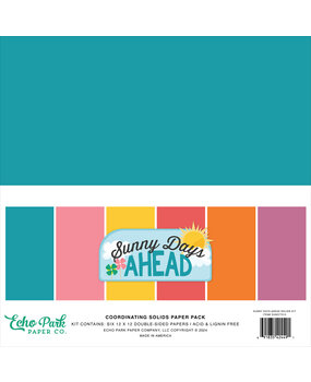 Echo Park Sunny Days Ahead 12x12 Inch Coordinating Solids Paper Pack (SUN377015) (DISCONTINUED)