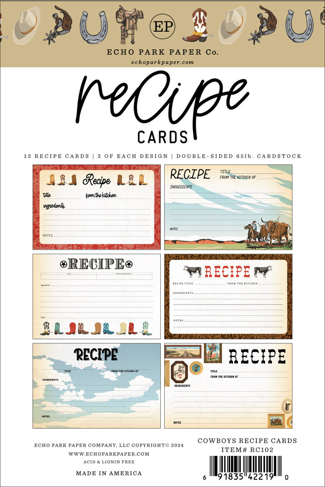 Echo Park Cowboys Recipe Cards (RC102) (DISCONTINUED) Echo Park Cowboys Recipe Cards (RC102) (DISCONTINUED)