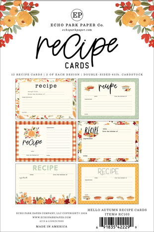 Echo Park Hello Autumn Recipe Cards (RC103) (DISCONTINUED)