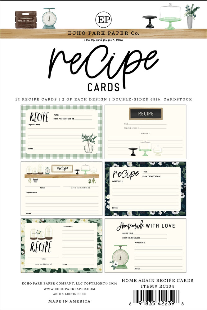 Echo Park Home Again Recipe Cards (RC104) (DISCONTINUED) Echo Park Home Again Recipe Cards (RC104) (DISCONTINUED)