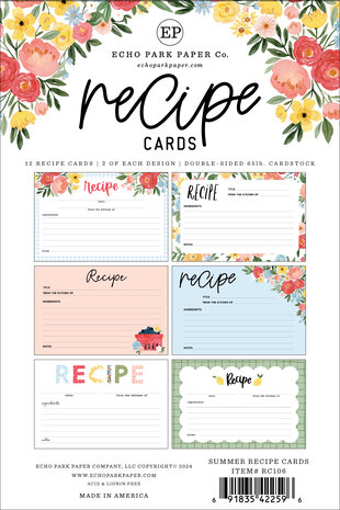 Echo Park Summer Recipe Cards (RC106) (OUTLET) Echo Park Summer Recipe Cards (RC106) (OUTLET)