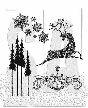 Stampers Anonymous Reindeer Flight Tim Holtz Cling Stamps (CMS052)