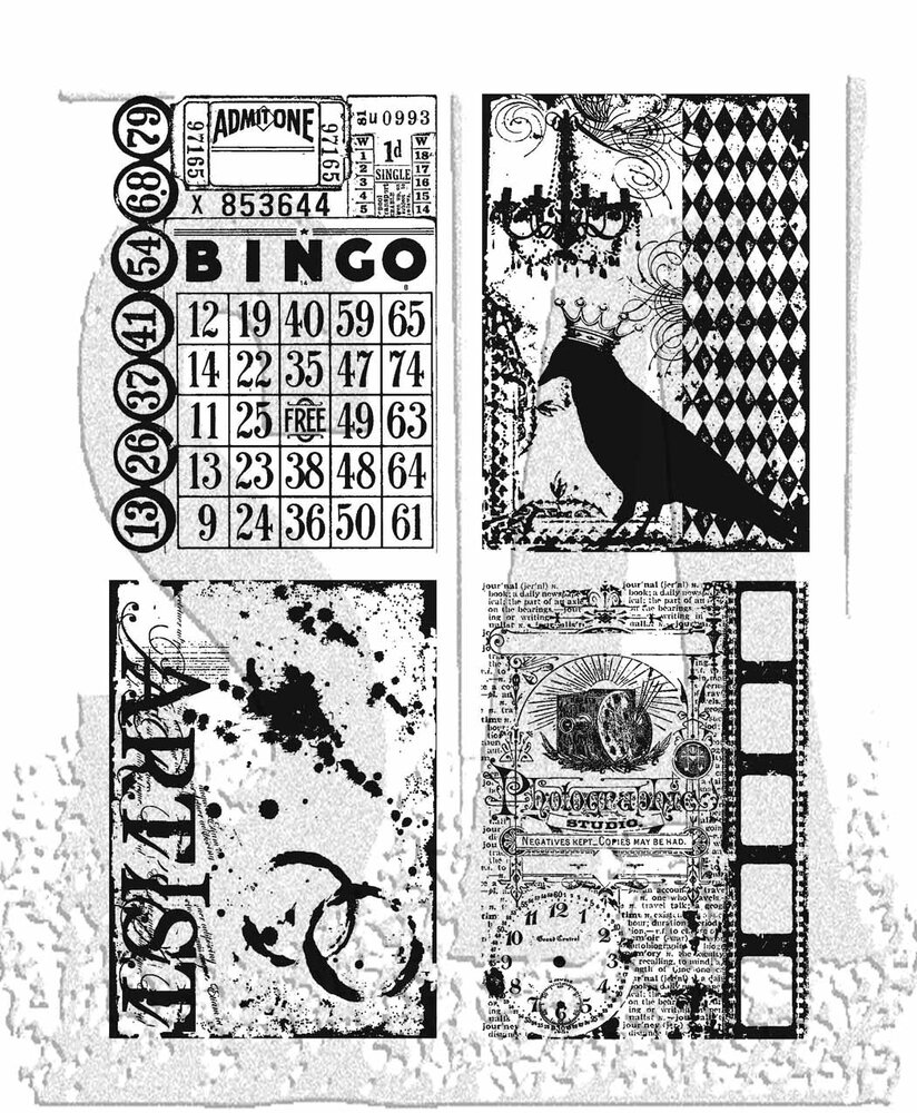 Stampers Anonymous Creative Collages Tim Holtz Cling Stamps (CMS044)