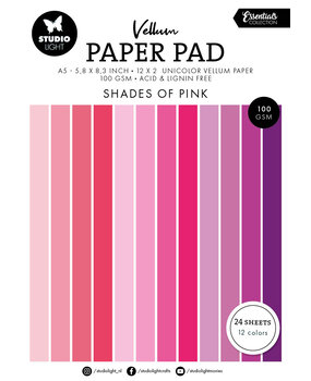 Studio Light Shades of Pink A5 Essentials Vellum Paper Pad (SL-ES-VPP192) (DISCONTINUED) Studio Light Shades of Pink A5 Essentials Vellum Paper Pad (SL-ES-VPP192) (DISCONTINUED)