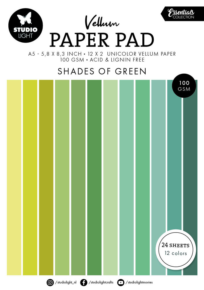 Studio Light Shades of Green A5 Essentials Vellum Paper Pad (SL-ES-VPP193) (DISCONTINUED) Studio Light Shades of Green A5 Essentials Vellum Paper Pad (SL-ES-VPP193) (DISCONTINUED)