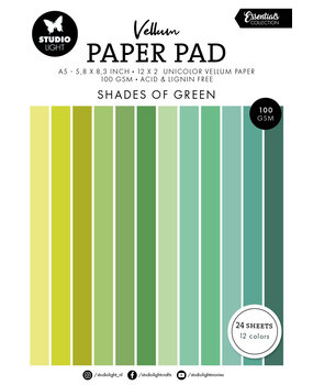Studio Light Shades of Green A5 Essentials Vellum Paper Pad (SL-ES-VPP193) (DISCONTINUED) Studio Light Shades of Green A5 Essentials Vellum Paper Pad (SL-ES-VPP193) (DISCONTINUED)