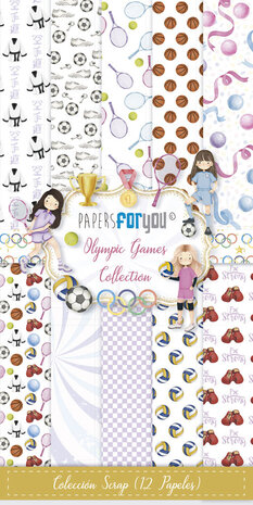 Papers For You Olympic Games Niñas Slim Scrap Paper Pack (12pcs) (PFY-13963)