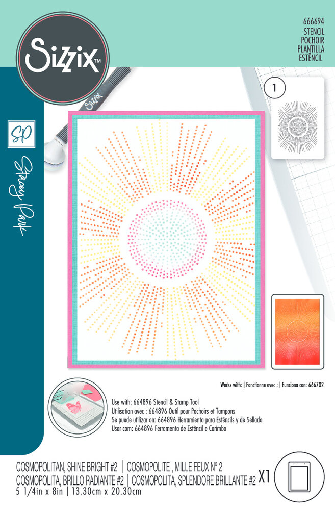 Sizzix Stencil by Stacey Park Cosmopolitan, Shine Bright #2 (666694)