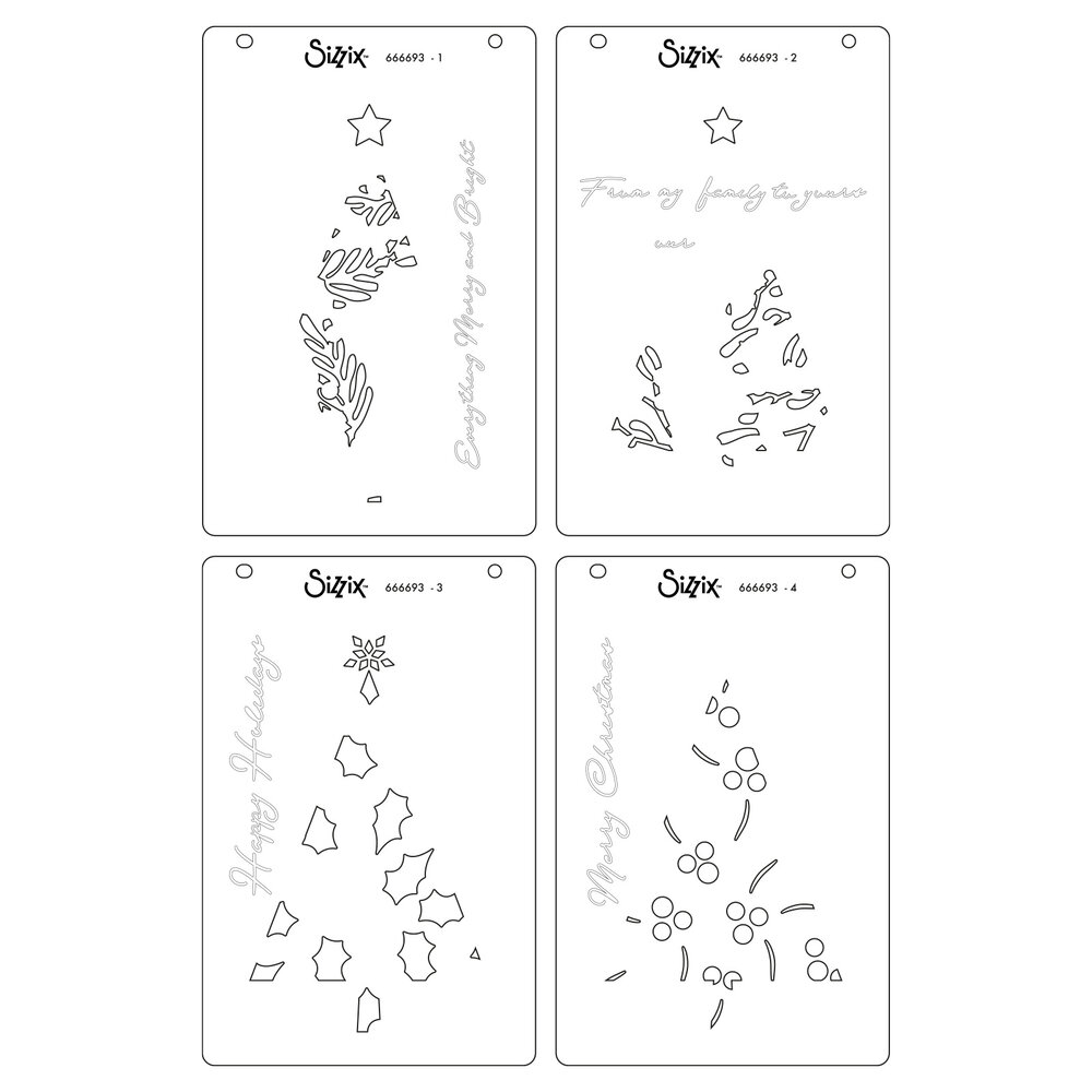 Sizzix Layered Stencils by Stacey Park Cosmopolitan Christmas, Happy Holidays (4pcs) (666693) Sizzix Layered Stencils by Stacey Park Cosmopolitan Christmas, Happy Holidays (4pcs) (666693)