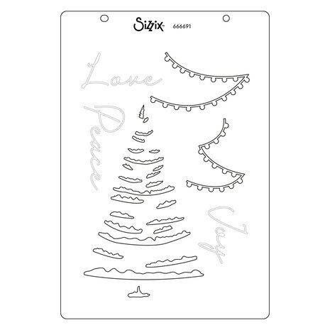 Sizzix Clear Stamps w/Stencil by Stacey Park Cosmopolitan Christmas, Merry & Light (16pcs) (666691)