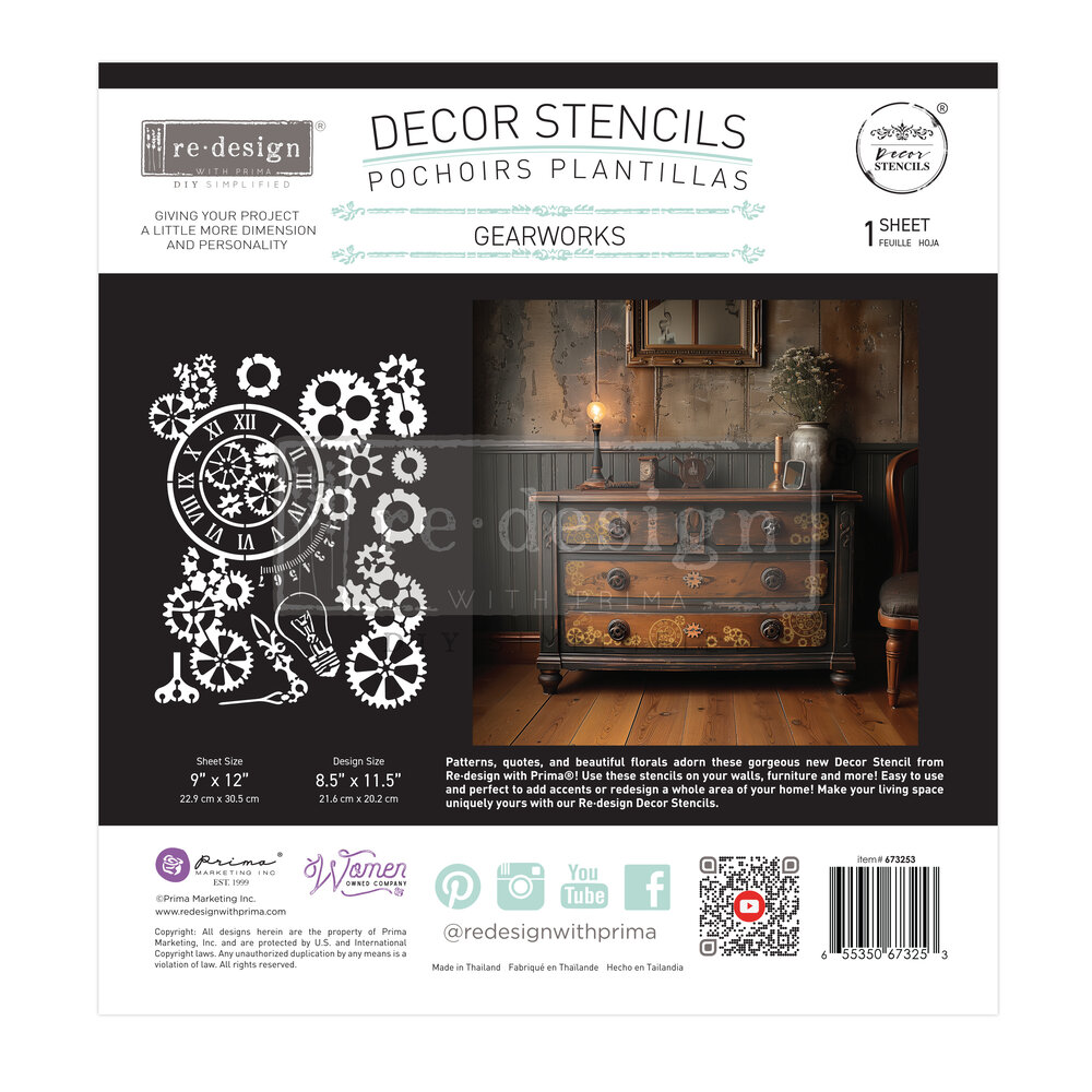 Re-Design with Prima GearWorks Decor Stencils (673253)
