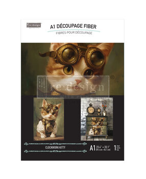 Re-Design with Prima Clockwork Kitty A1 Decoupage Fiber (1pcs) (673161)